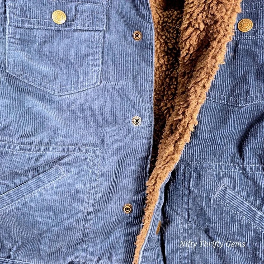 GapKids Corduroy Sherpa Lined Trucker Jacket Navy Blue Brown Kids Size‎ XS